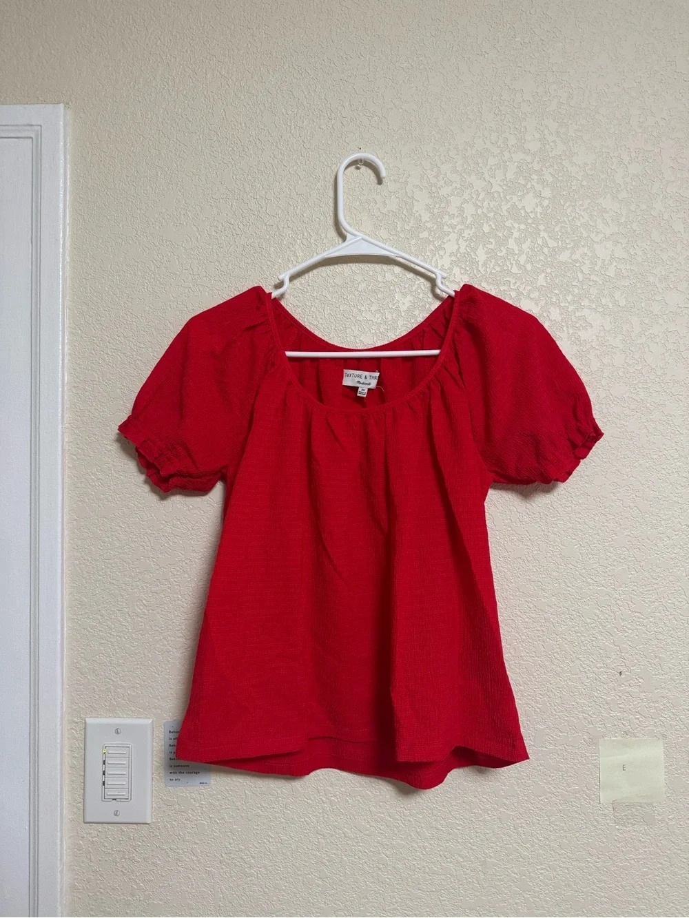 Madewell Red Puff Sleeve Scoop Neck Blouse ❤️🔥